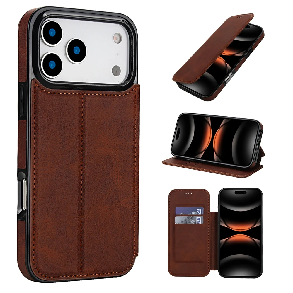 

Strong Magnetic Flip Leather Case For iPhone 17 16 14 15 12 13 Mini 11 XS Max XR X 17 Air 7 8 Plus Card Slots Kickstand Wallet