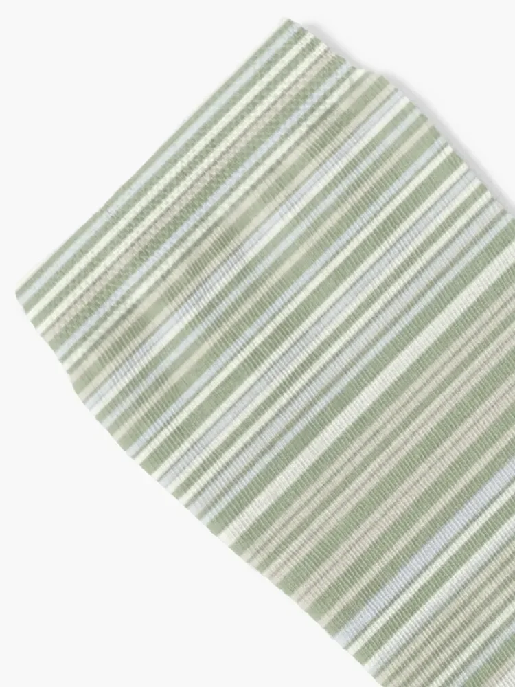 Fine Stripes Sage Green - Striped Pattern in Sage Beige Grey Cream Socks gifts basketball Socks For Men Women's