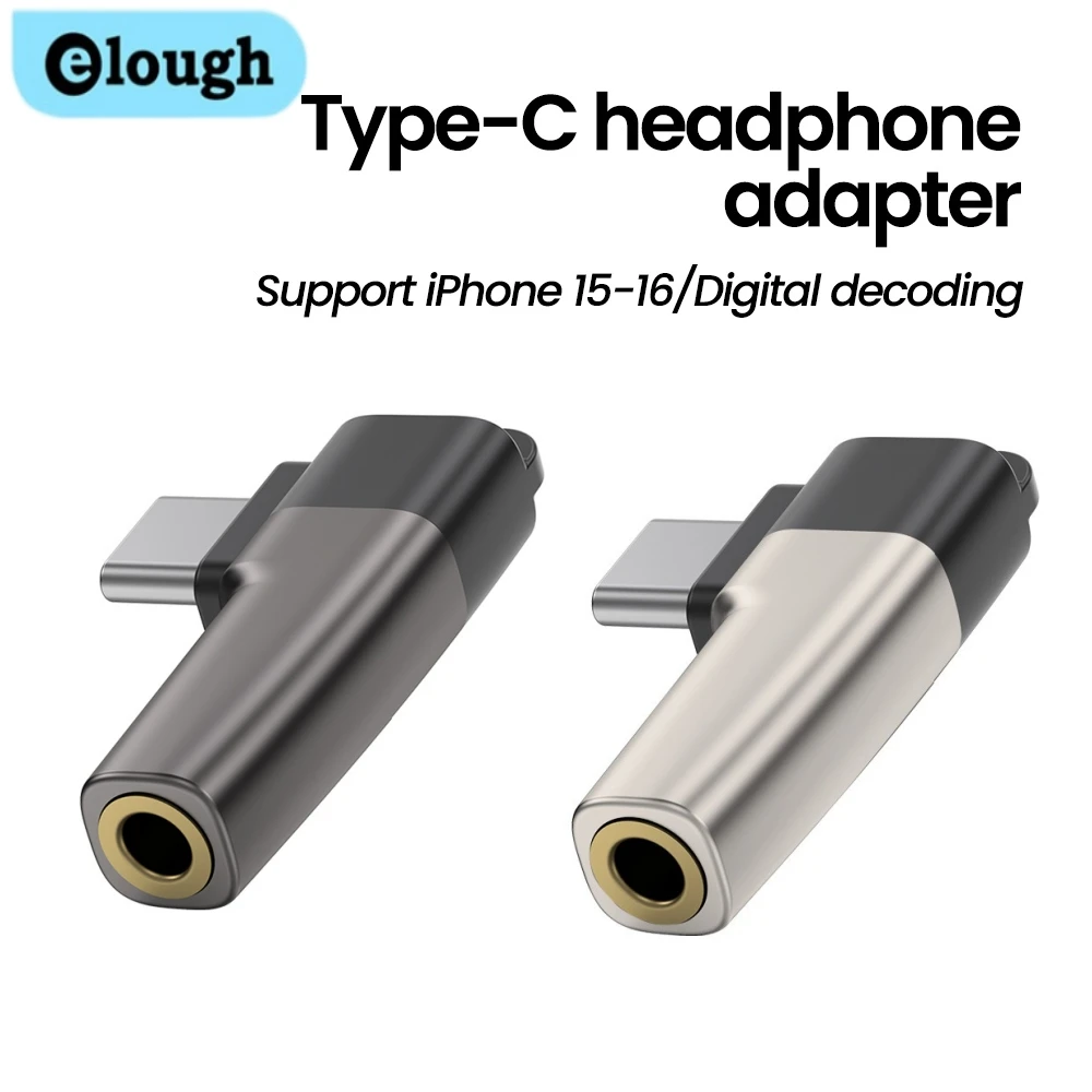Elough Type C To 3.5MM Headphone Adapter Jack Audio Converter for iPhone 16 15 Plus Xiaomi USB C to 3.5mm Headphone Connector
