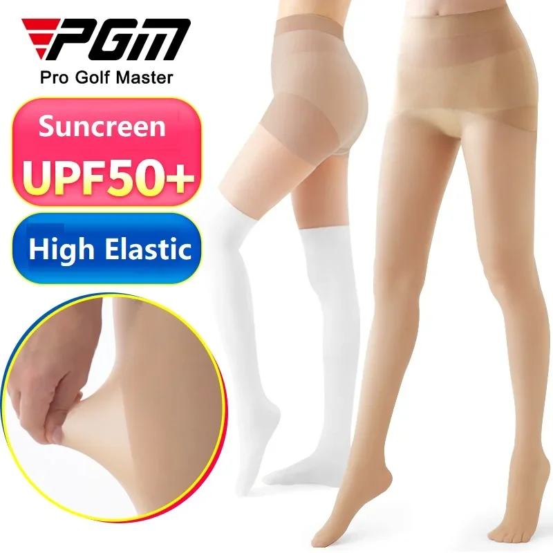 Pgm Golf Leggings Women Sports Fitness Stockings High Waist Tights Ladies Summer Elastic Socks Sun Protection Anti Hook Pants