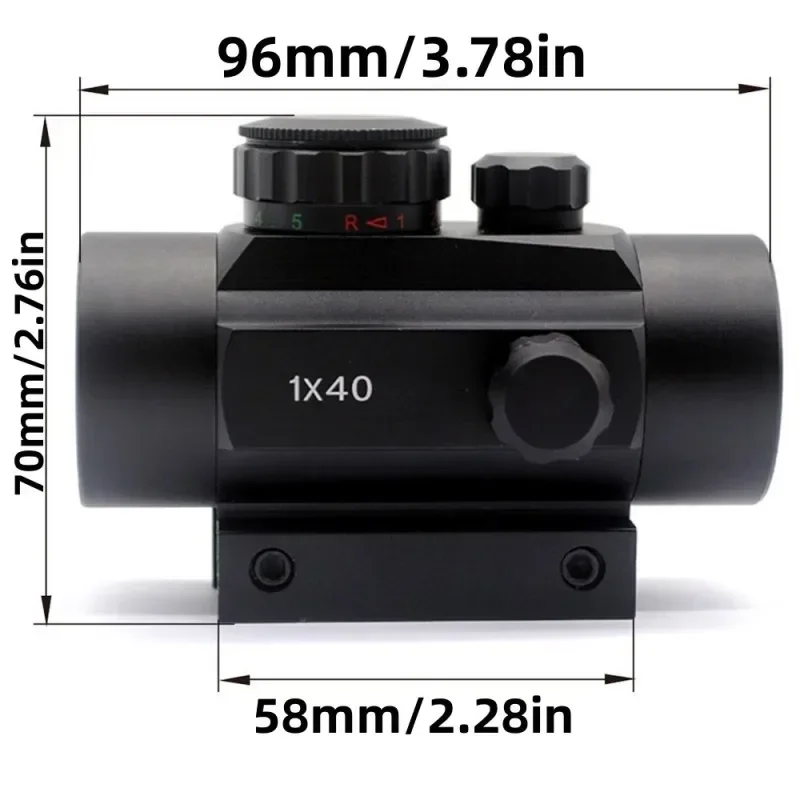 1x40 Red Green Cross Sight with Red Laser Precision Aiming Compact Hunting Optics Riflescope Fit Tactica Rifle Airsoft Scope