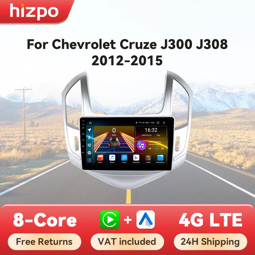 Hizpo 2 Din Android 13 8 Core  Car Radio For Chevrolet Cruze J300 J308 2012-2015 Multimedia Video Player Navi GPS Wifi Stereo 4G