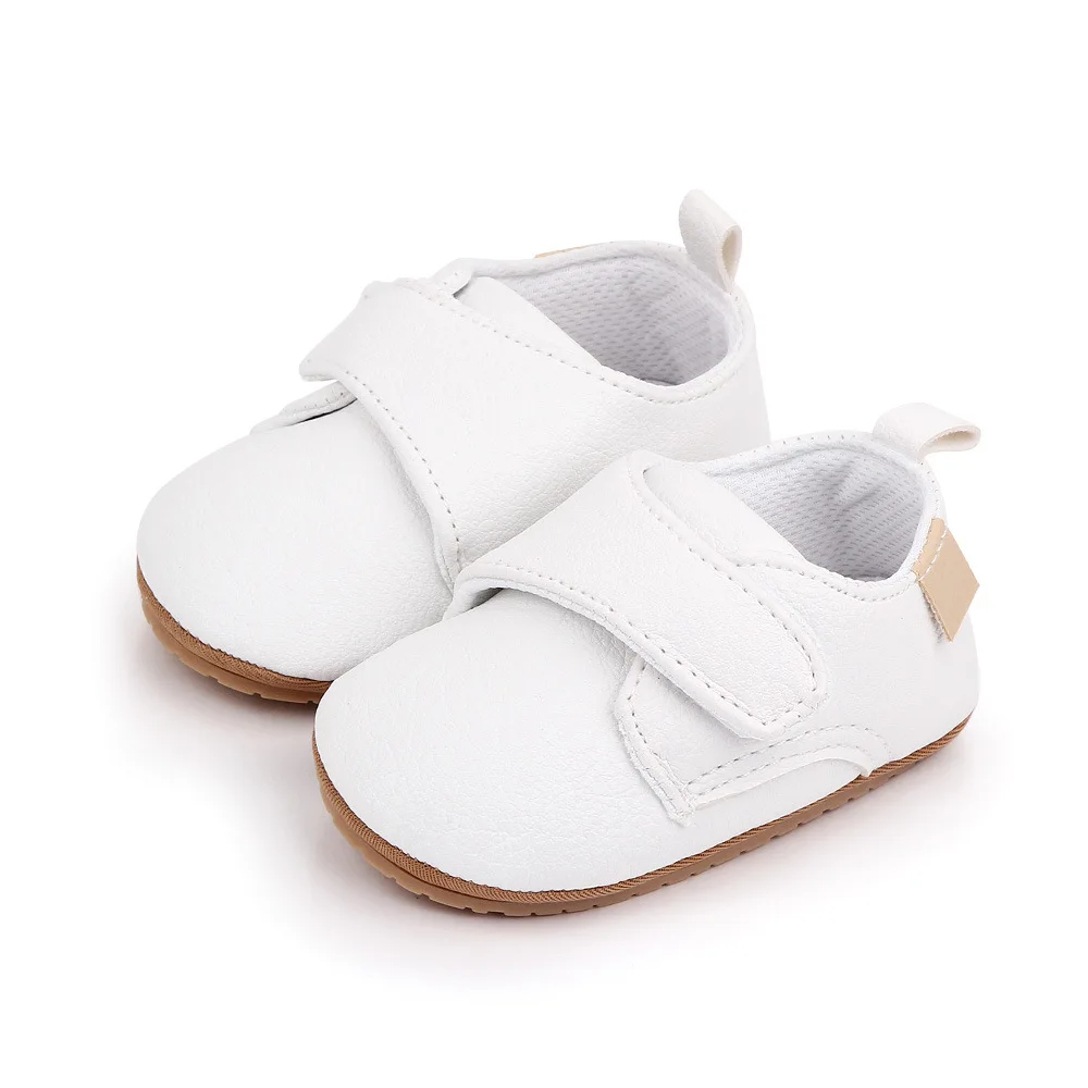 Meckior Newborn Baby Shoes Baby Boy Girl Shoes Classic Leather Rubber Sole Anti-slip Toddler First Walkers Infant Girl Shoes