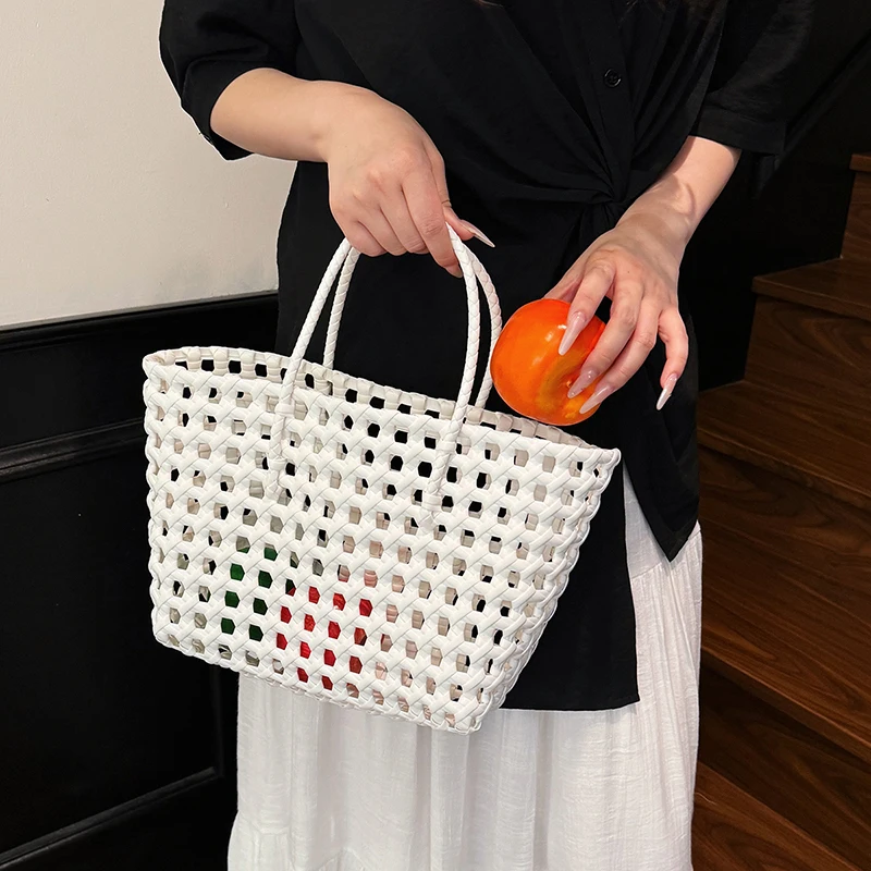 

2025 New Summer Women Hollow Woven Handbag Fashion Boho Beach Tote Bag Lightweight Breathable Crossbody Shoulder Bag for Ladies