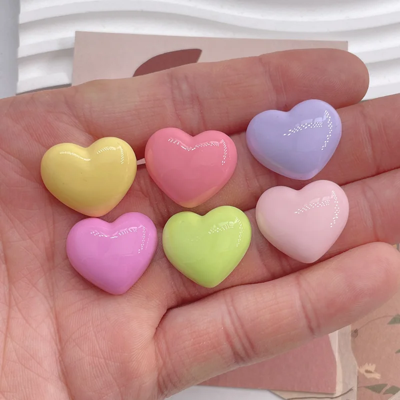 21x19mm Shiny Colorful Hearts Cabochons Flatbacks Scrapbooking and Crafts DIY Jewelry Cabujones de Resina Diary Decoration