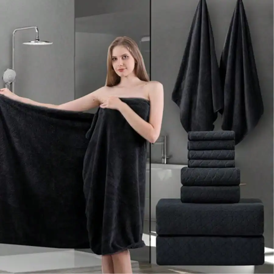 

8pcs Oversized Bath Towel Set-2 Extra Large Bath Towel Sheets, 2 Hand Towels, 4 Washcloths Soft Highly Absorbent Quick Dry Shower Towels For Bathroom Beach Chair Hotel And Spa, Wash Cloths