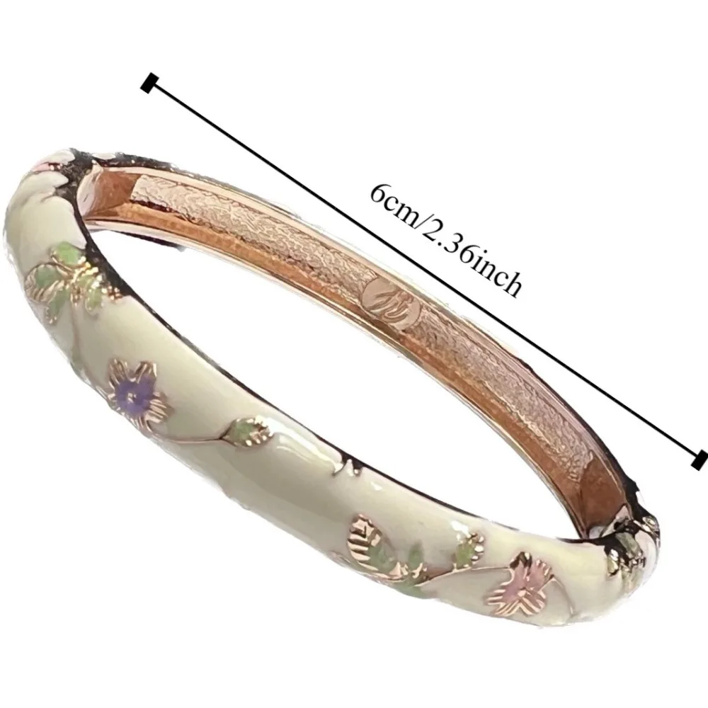 Vintage Chinese Cloisonne Bracelet Peony Filigree Flower Bangle Ethnic Style Jewelry Gifts Handmade Scenic Spot Girl Retro