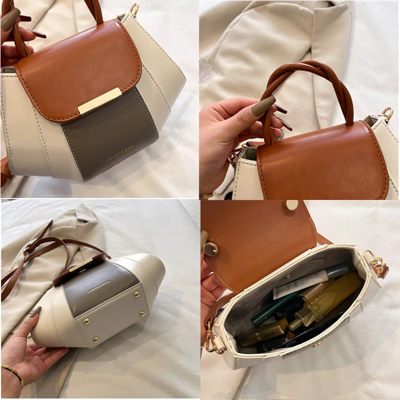 High Quality Soft Leather Handbag Women Luxury Purses Female Bag Designer Patchwork Ladies Shoulder Crossbody Bag Sac A Main New