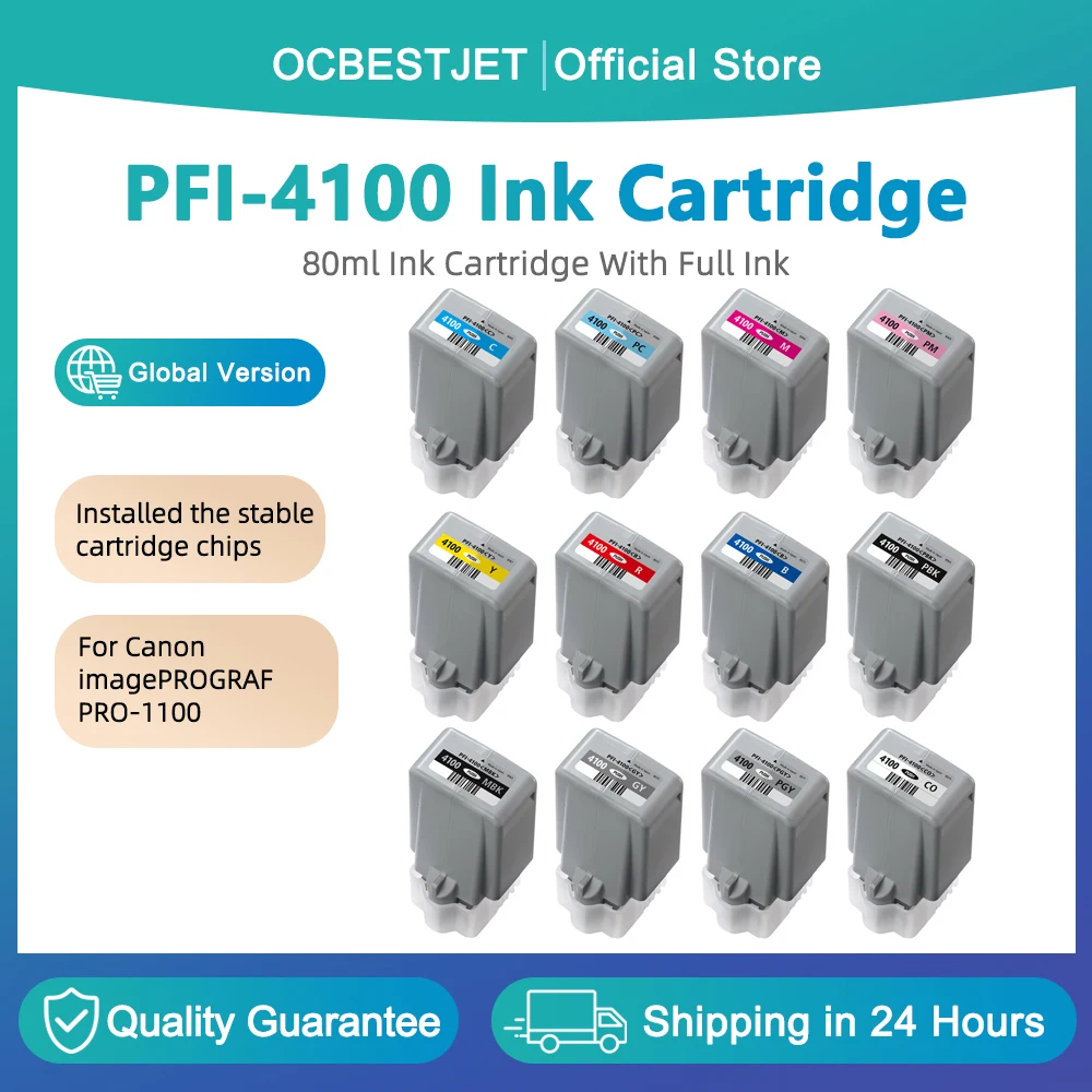 

80ML For Canon PFI-4100 PFI4100 Full Ink Cartridge With Pigment Ink For Canon imagePROGRAF Pro-1100 Printer Ink Tank