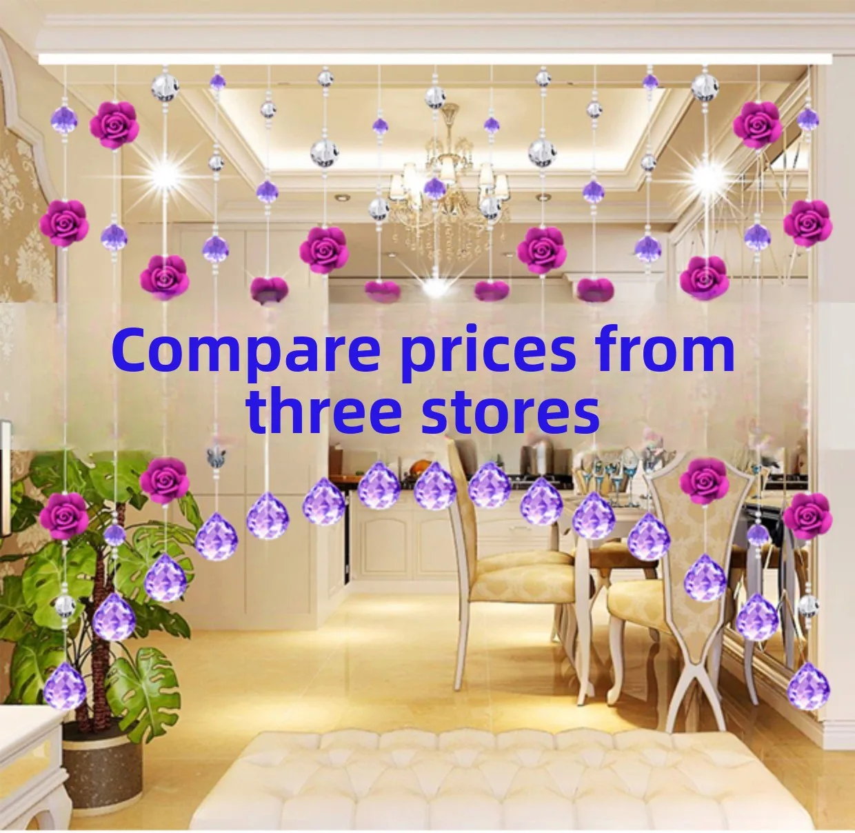 

Decorative Crystal Bead Door Curtain for Living Room Dining Room lway Partition No Nail Needed Feng ui Batoom Entrance