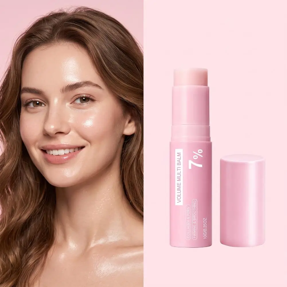 Korean Pink Collagen Volume Multi Balm Stick 7% Volufiline Face Lip Eye Moisturizing Hydrating Firming Plumping Radiance Care