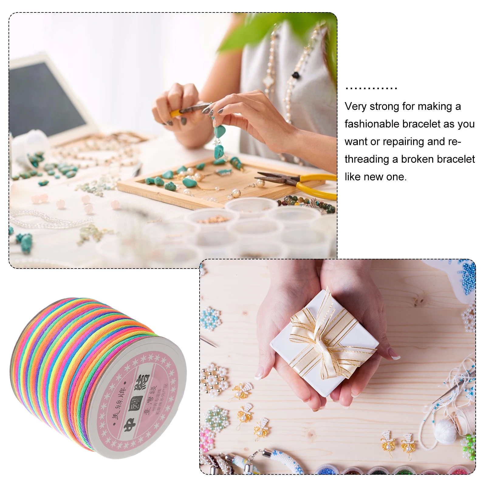 

45M Beading Cord Jewelry Making Thread Multicolor Stringing Wire Strong Durable Polyester Bracelet Necklace Craft DIY