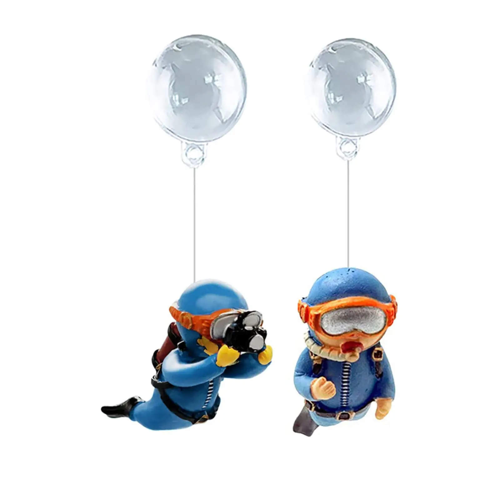 2Pcs Fish Tank Diver Ornaments Premium Floating Aquarium Decoration Adjustable Buoyancy Lovely Blue Diver for Indoor Fish Tank