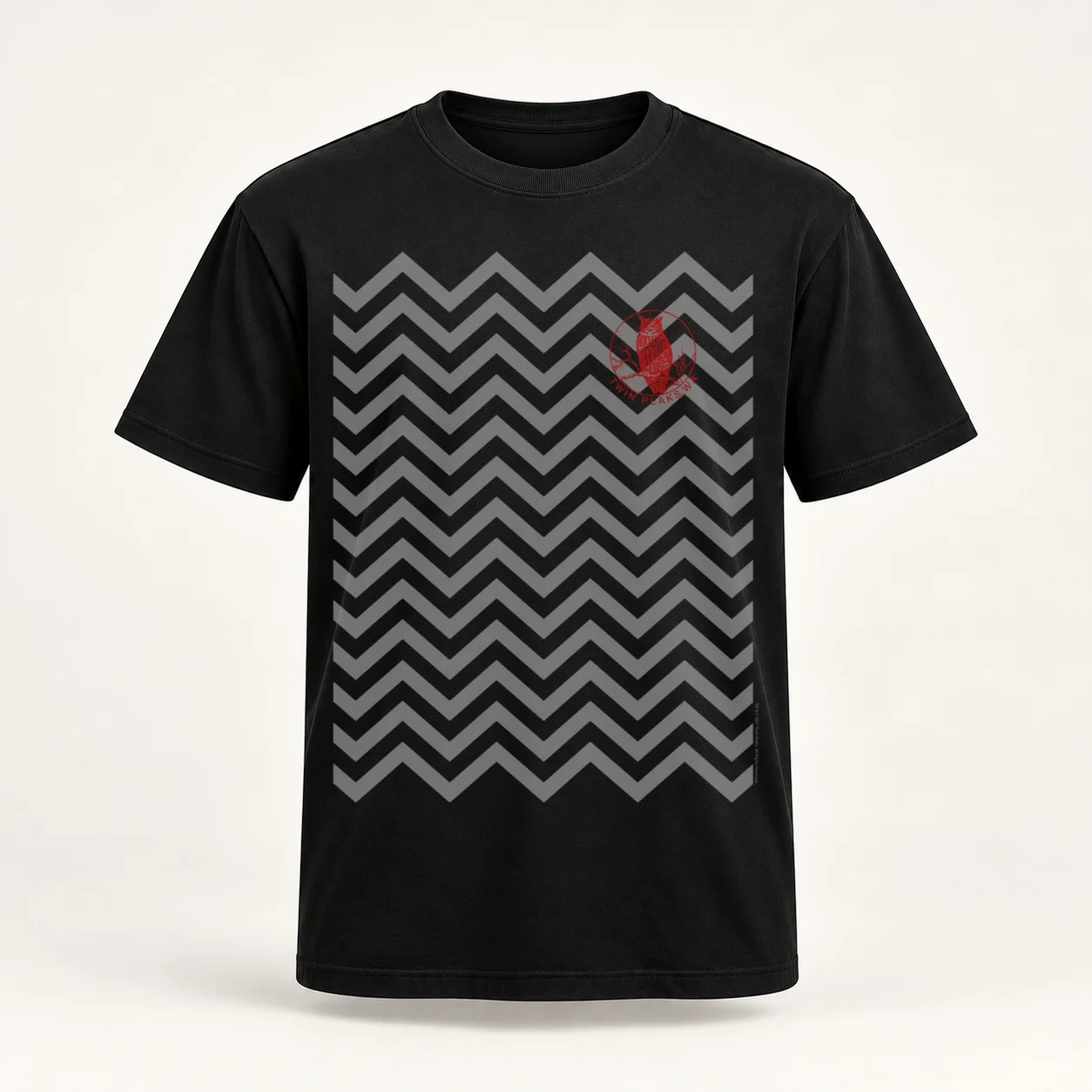 Twin Peaks Owl Pocket Logo Backward And Forward Design T-Shirt man t shirt cotton high quality t shirts designer T-Shirt
