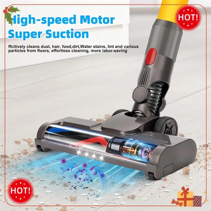 

ABLE-Brush For Dyson V15 V11 V10 V8 V7, Vacuum Cleaner Brushes With 4 LED Lights, Electric Turbo Brush Carpet And Hard Floors