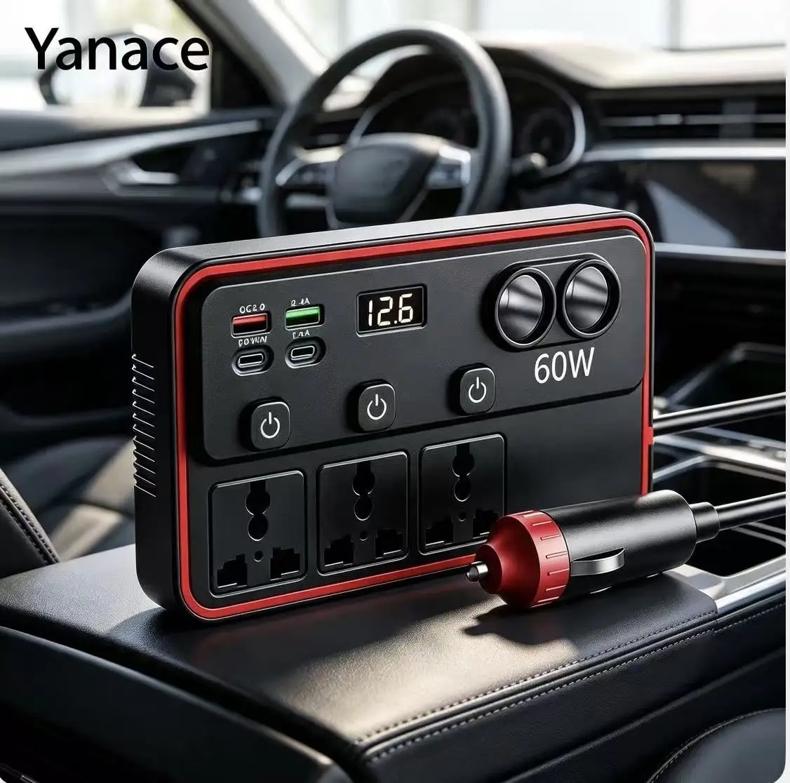 Yanace 150W Car Power Inverter 12/24V to AC Outlet USB Fast Charger Portable Vehicle Adapter Emergency Power Needs on the Go