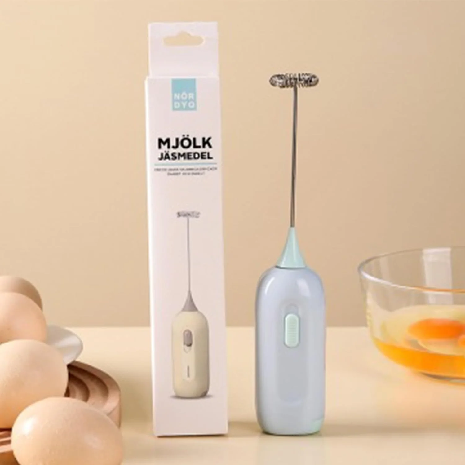 Portable  Milk Frother and Egg Whisk for  (white)