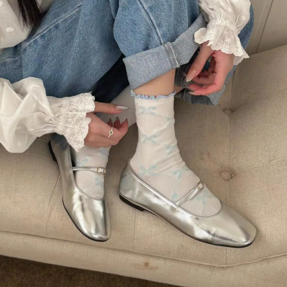 

5Pairs Cute Thin Cotton Ruffle Bow Socks Breathable Lolita Mid Tube Socks Female Hosiery Ins Style Sweet Socks Women Lady