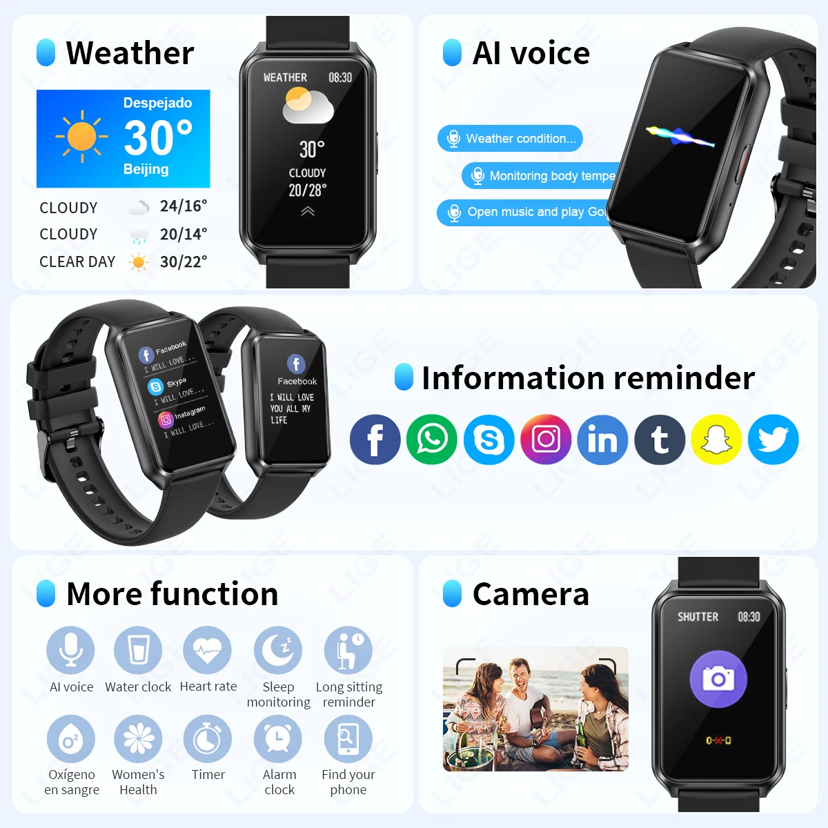 LIGE 2024 Smart Watch For Women Men Wristwatch Bluetooth Phone Music Fitness Sports Bracelet Sleep Monitor Digital Smartwatch