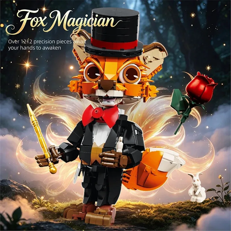Magic Animals Building Blocks Model Fox Magician Bricks Creative Toys Blocks Ornaments Festival Gifts Halloween Christmas Gifts view 3