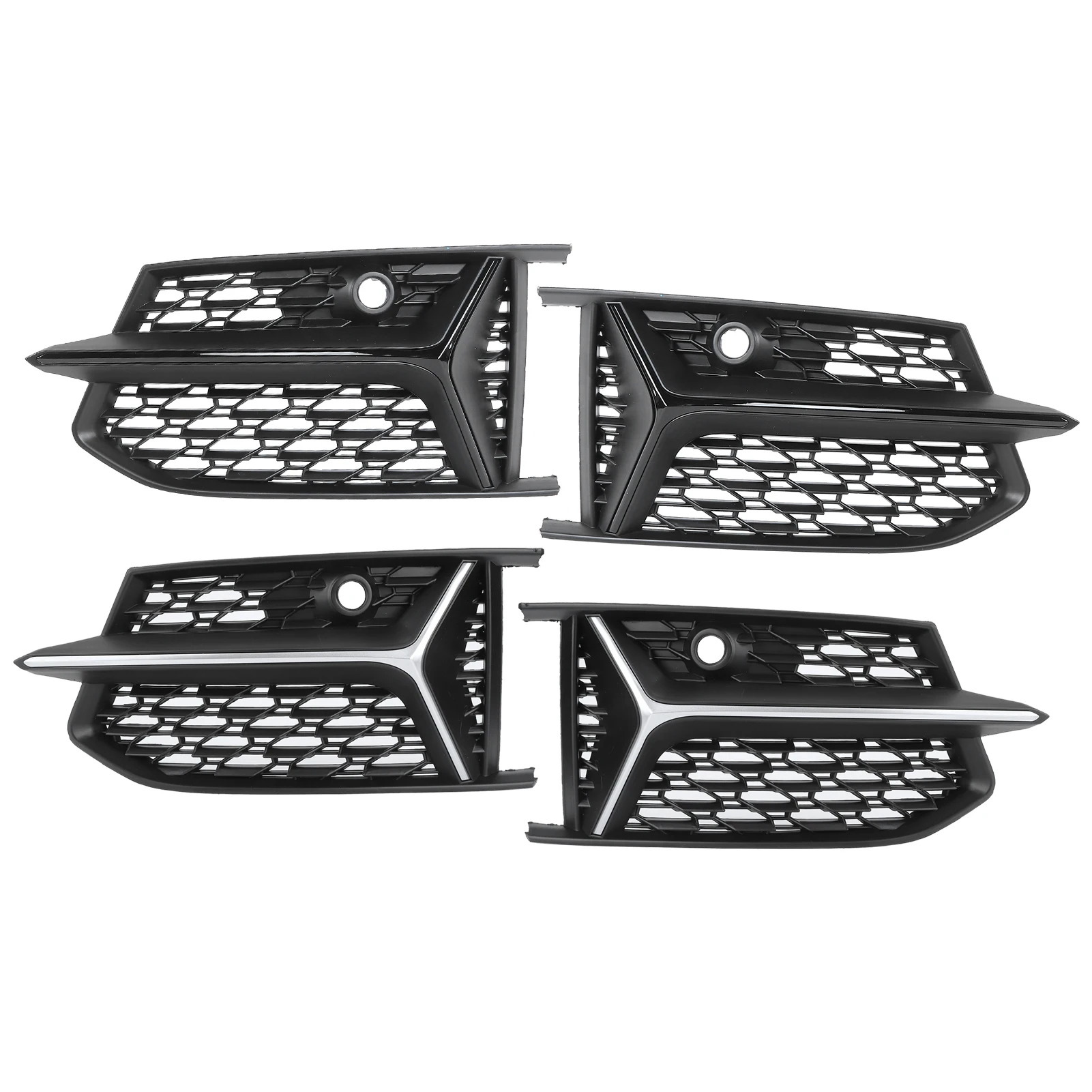 

Glossy Black Honeycomb Mesh RS6 Style Fog Light Grilles Grills For Audi A6 S-Line C8 S6 2019-2020
