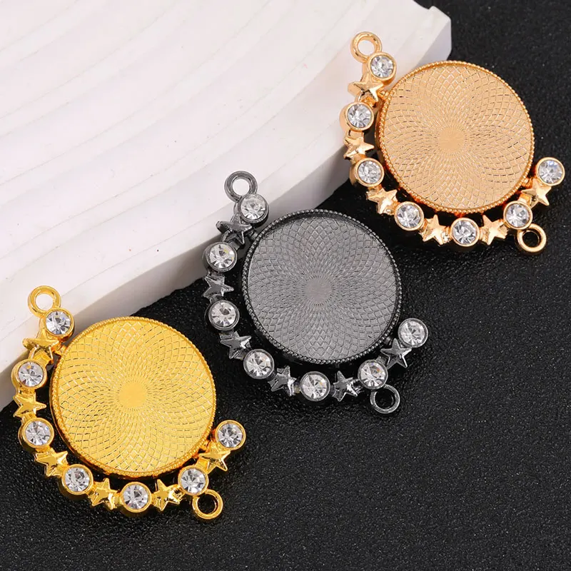 3 teile/los Doppelseitige Anhänger Basis 25mm Stecker Cabochon Blenden Tablett Für DIY Mode Schmuck Machen Zubehör – Detail 6