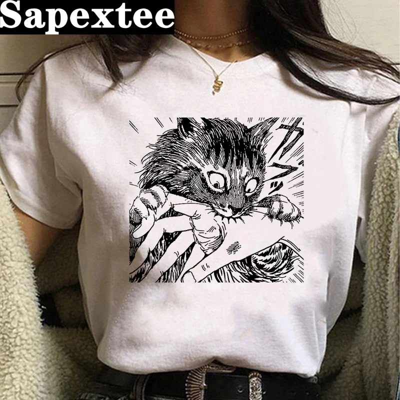 Japanese Manga Junji Ito T Shirt Men Summer Top Horror Anime Tshirt Tomie Shintaro Kago Girl Graphic Tees Cartoon Tshirt Male