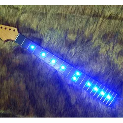 22 Frets Maple Electric Guitar Neck Rosewood Fretboard Inlay LED Lights Guitar Parts Accessories