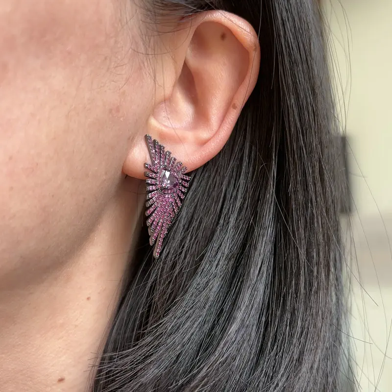Bilincolor Fashion Red Geometric Earring for Women