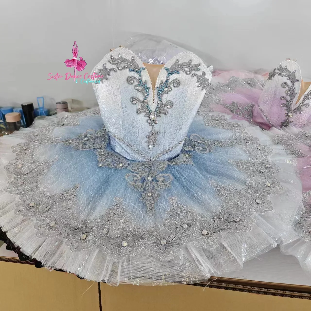 2024 latest high-end customized Bluebird Silver Fairy, Sleeping Beauty ballet costume tutu professional version