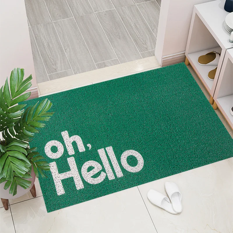 

Hello Doormat Japanese and Korean Style Coil Door Mat PVC Non-Slip Backing Dust Removal Entrance Personalized Floor Mat