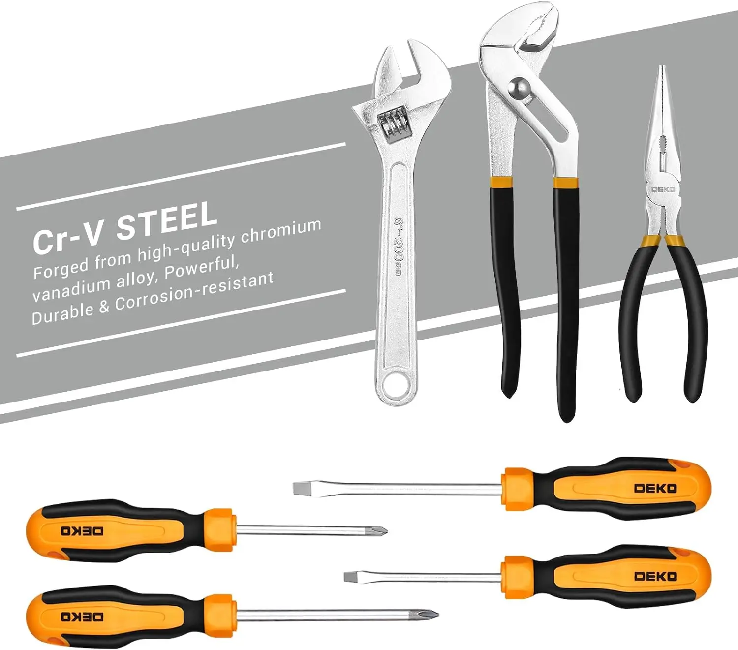 DEKO 192 Piece Mechanics Tool Set Socket Wrench Set, Plastic Storage Case with Auto Repair Hand Tool Kit Wrench Tool Box Set