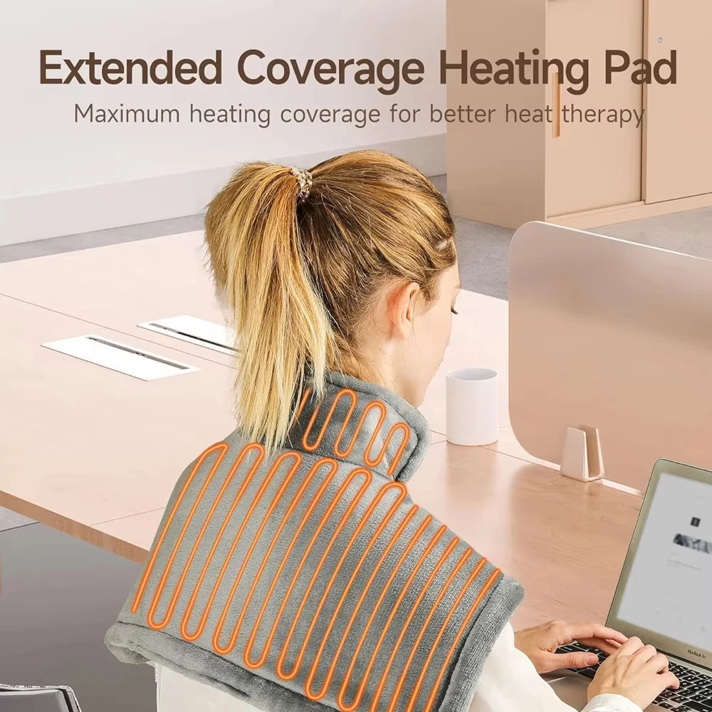 Electric Heating Shoulder and Neck Pad, Warming Blanket, Pain Relief Wrap with Temperature Controller