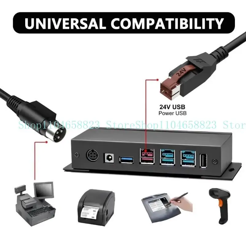 

652F Powered USB 24V 5V 12V Data Power to 3Pin Power Din Male Cable for Industrial Automation Printer Accessories