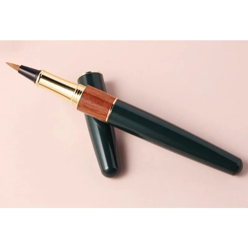 Metal+Wood Texture Dip Pen Gift Box Calligraphy Practice Soft Pen Replacement Ink Bag Equipped with Ink Absorber Brush Writing