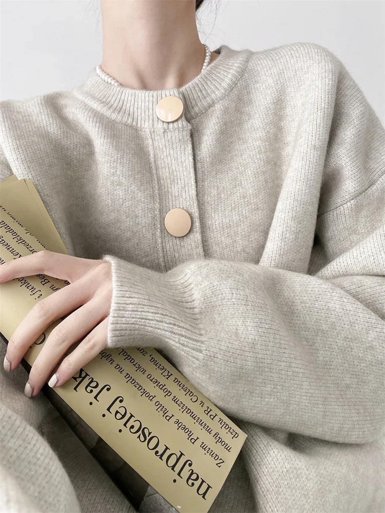 

Womens SweatersWomen Cardigans Sweater O-neck Autumn Winter Knitted Loose Cardigans Solid Single Breasted