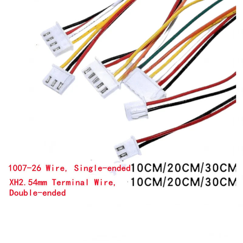 20PCS XH2.54mm Colored Electronic Wire Single ended Wire 2P/3P/4P/5P/6P/7P/8P/9P/10P 10CM/20CM/30CM