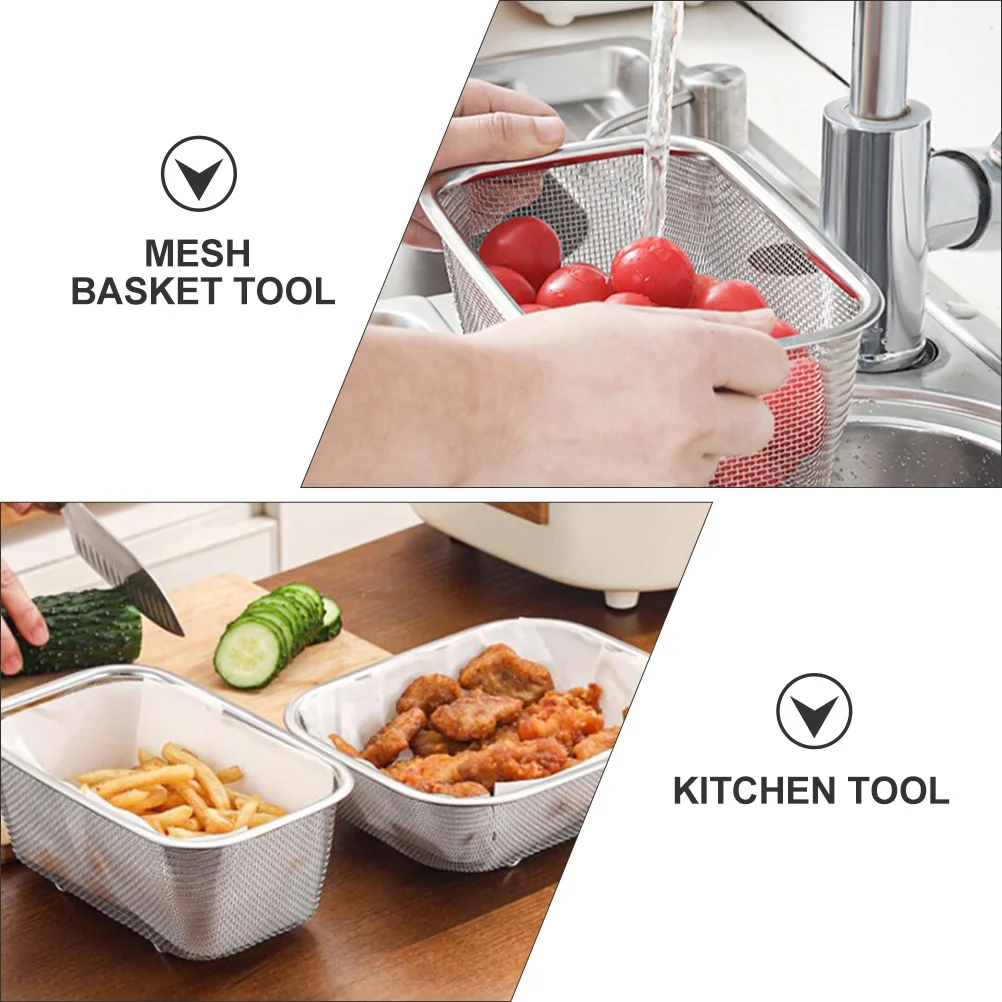 

1Pcs Stainless Steel Cooking Fry Basket Heavy Duty for Repeated Use in Kitchen Cafe Restaurant Fryer Strainer Tool