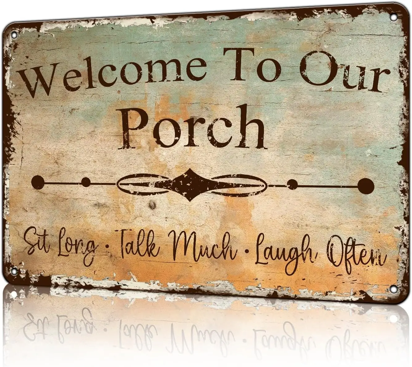 Welcome to Our Porch Signs Vintage Metal Sign for Front Porch Decor Farmhouse Back Door Porch Sign Modern Rustic Outdoor Metal W