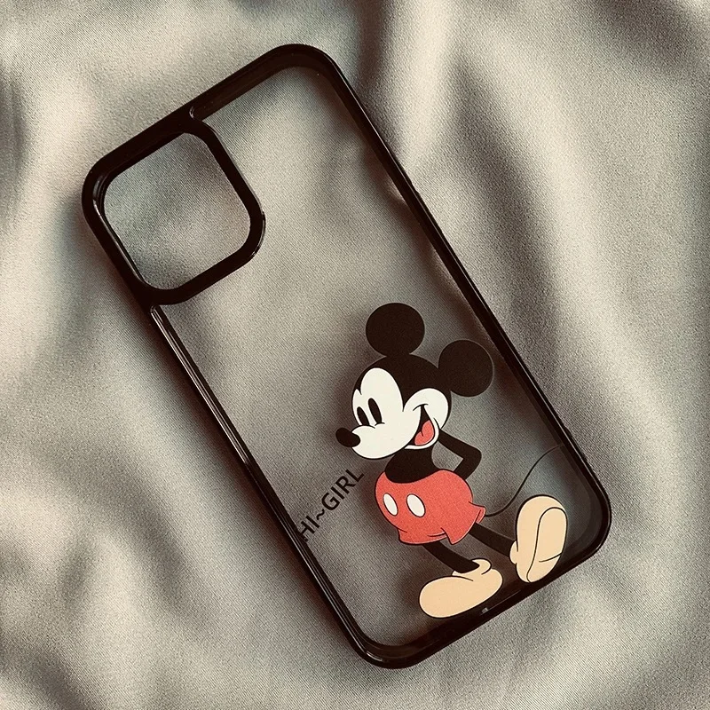 Casing Lunak Transparan Disney Couple Mickey Minnie Mouse untuk iPhone 16 15 13 12 11 14 Pro Max XS XR 16 7 8 Plus X SE Coque