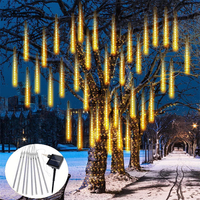 Outdoor Solar 30/50cm Meteor Shower Rain LED String Lights Street Lamp Garland Christmas Tree Decorations Wedding Fairy Garden