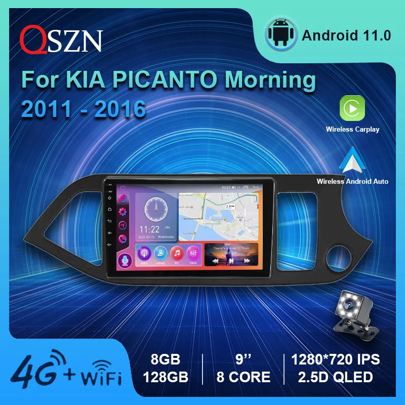 

QSZN Android 12 2K Car Radio For KIA PICANTO Morning 2 2011 - 2016 Multimedia Video Player GPS 4G Carplay Auto Navigation Stereo