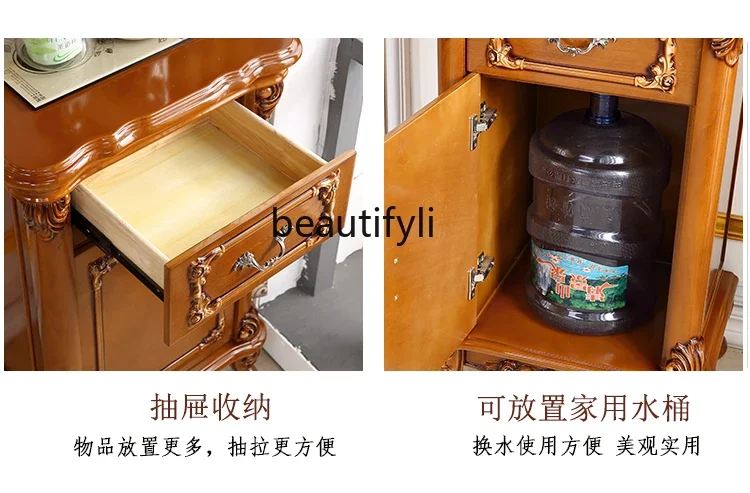 Solid Wood Small Tea Cabinet Sideboard Cabinet Living Room Intelligent Tea Machine Kung Fu Coffee Table Storage Water Dispenser