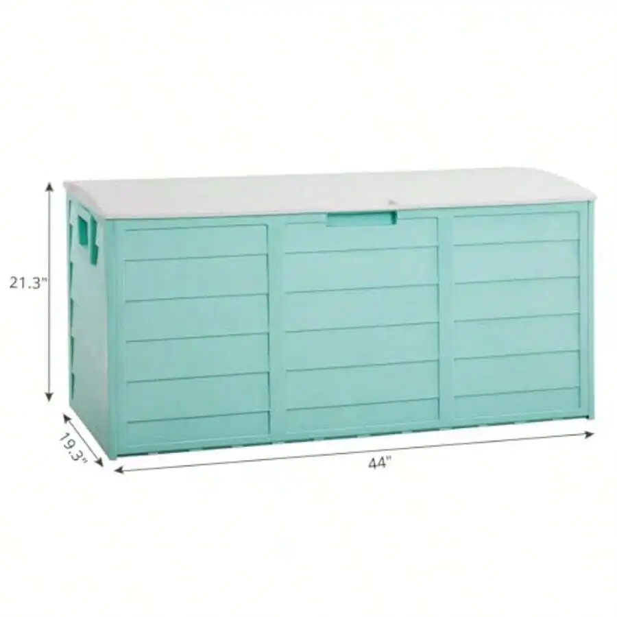 75 Gallon Outdoor Storage Box, Waterproof Deck Box With Lockable LidWheels, Easy-Open Outdoor Storage Bench With Handles For Gar