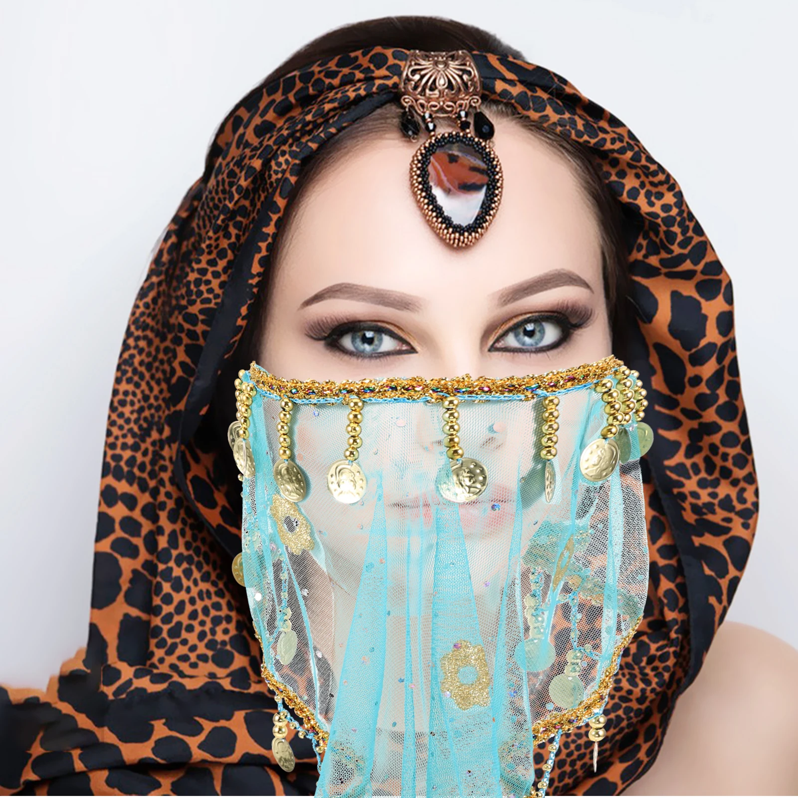 

Exotic Face Veil Lightweight Breathable Polyester Dance Performance Veil With Tassel Decor Masquerade Ball Mask Belly