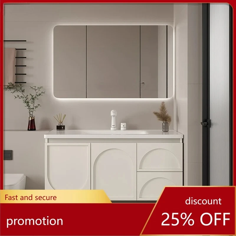 

Современная комбинация тумбы для ванной с цельнолитой керамической раковиной и каменной столешницей, для умывания и полоскания рта