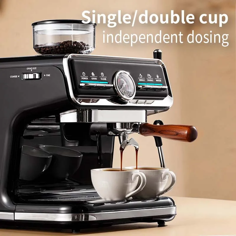 

Espresso coffee machine, grinding and semi-automatic coffee machine,small steam milk foam coffee machine, 20Bar