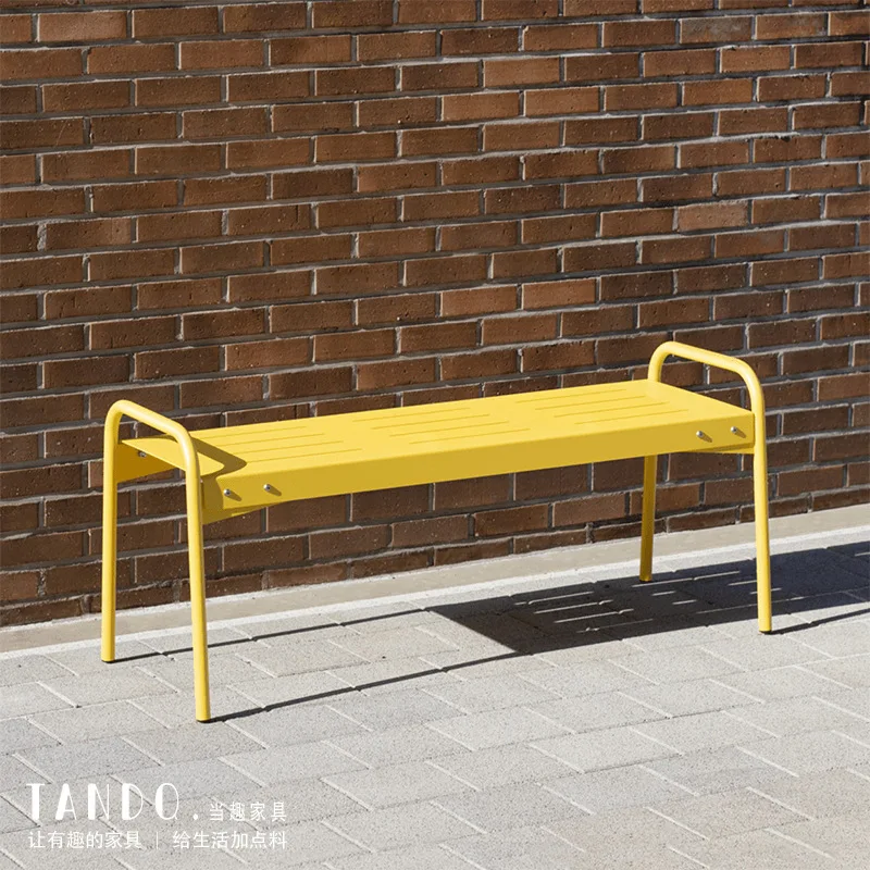 YJQ outdoor bench wrought iron park bench courtyard cafe gym lounge chair dopamine color