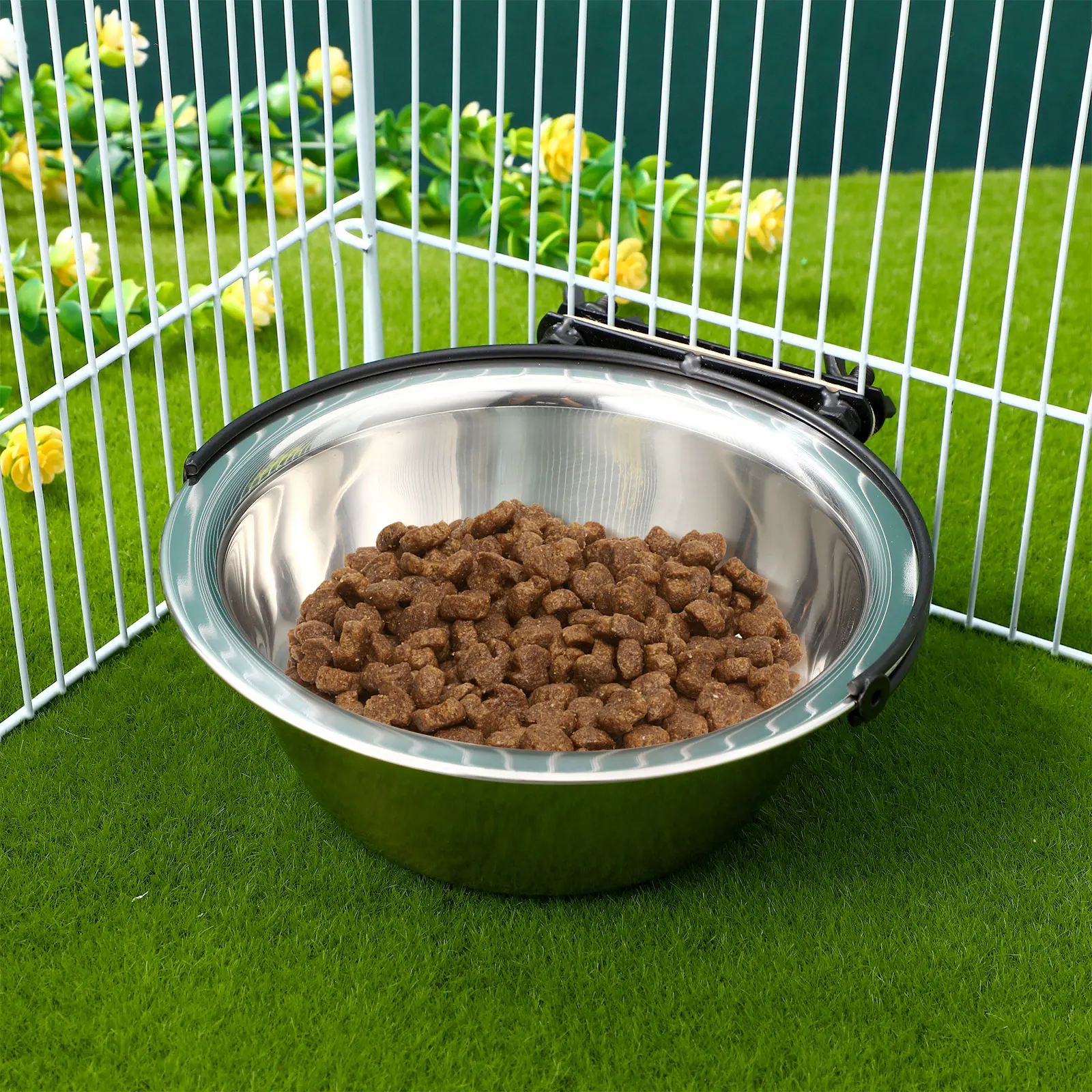 

1Pc 1200ml Durable Stainless Steel Pet Feeding Bowls Hanging Dog Water Dish Easy Clean Resists Cracks Parrot Feeding Dish Silver