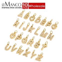 eManco 10PCS Stainless Steel Zircon Letter Pendant Women DIY Necklace Jewelry Making 48-hour shipping